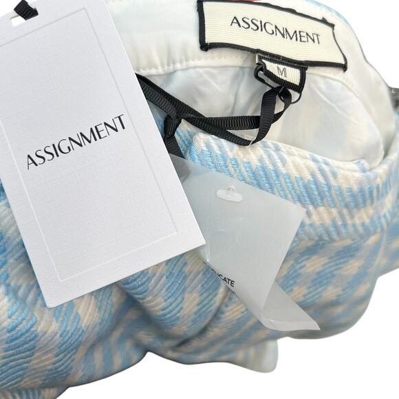 Revolve Assignment Chloe Trouser Pants Gingham Print Blue White Size Medium‎ - Picture 10 of 13